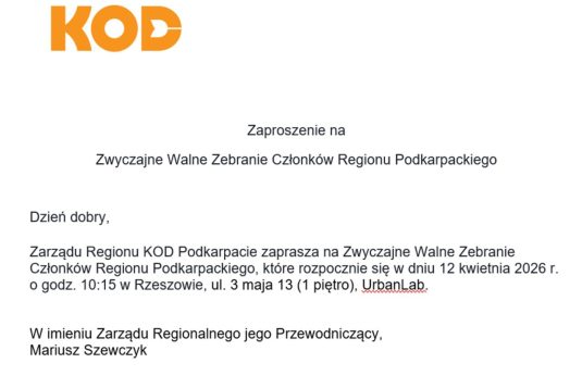 Zwyczajne Walne Zebranie Członków Regionu Podkarpackiego